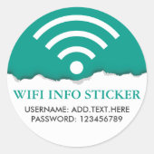 Aangepaste WiFi-/internettoegangsinformatie Ronde Sticker (Voorkant)