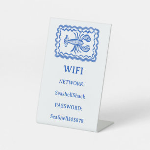 Aangepaste WIFI Login voor Strandhuis met Kreeft Reclamebord Met Voetstuk