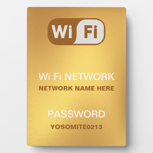 Aangepaste WiFi-netwerk wachtwoord Info Gouden kle Fotoplaat (voorkant)