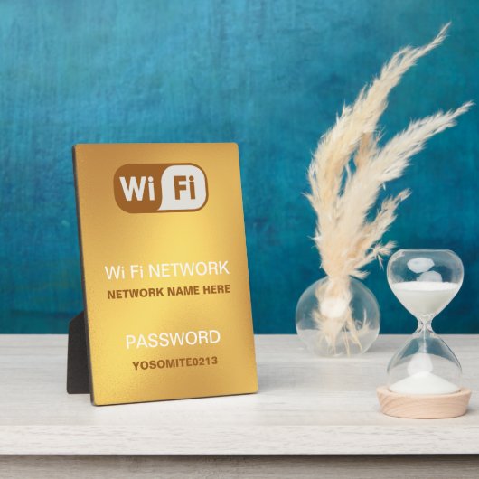 Aangepaste WiFi-netwerk wachtwoord Info Gouden kle Fotoplaat (Zijkant)