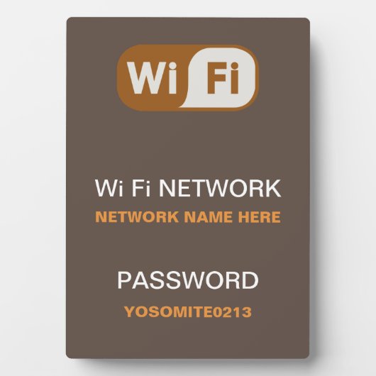 Aangepaste WiFi-netwerk wachtwoord Info Koffie Kle Fotoplaat (voorkant)