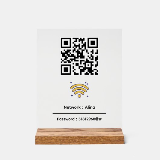 Aangepaste WiFi QR-code | Netwerkwachtwoord modern Acryl Bord (Voorkant)