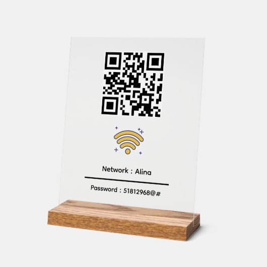 Aangepaste WiFi QR-code | Netwerkwachtwoord modern Acryl Bord (Hoek)