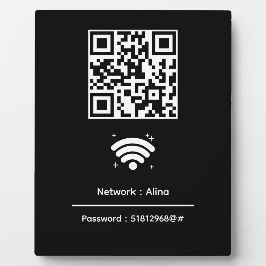 Aangepaste WiFi QR-code | Netwerkwachtwoord Modern Fotoplaat (Voorkant)