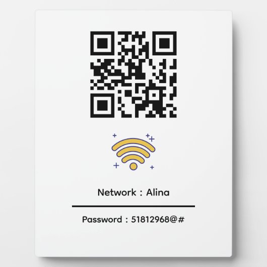 Aangepaste WiFi QR-code | Netwerkwachtwoord modern Fotoplaat (Voorkant)