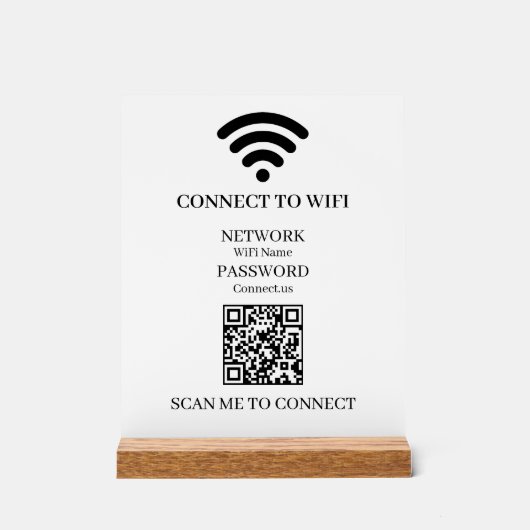 Aangepaste WiFi QR | Eenvoudige Scan Netwerk Toega Acryl Bord (Voorkant)