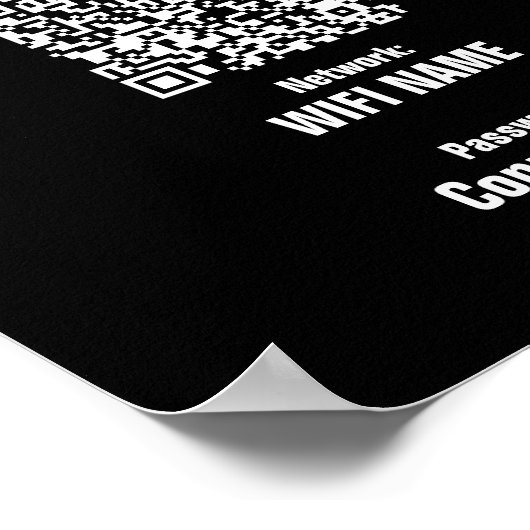 Aangepaste WiFi wachtwoord teken minimalistisch zw Poster (Hoek)