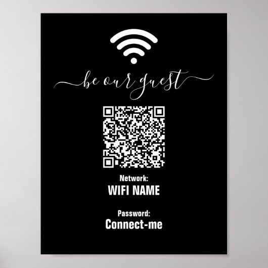 Aangepaste WiFi wachtwoord teken minimalistisch zw Poster (Voorkant)