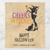 Aangepaste Wijn Label Cheers Heksen Halloween Etiket (Enkel label)