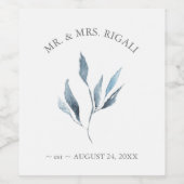 Aangepaste wijnetiketten Stoffige Blauwe Plantaard Wijn Etiket (Enkel label)