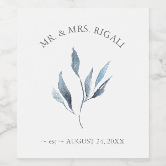 Aangepaste wijnetiketten Stoffige Blauwe Plantaard Wijn Etiket (Enkel label)