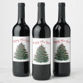 Aangepaste Wijnfles Label Happy New Year Wijn Etiket (Flessen)