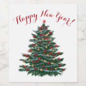 Aangepaste Wijnfles Label Happy New Year Wijn Etiket (Enkel label)