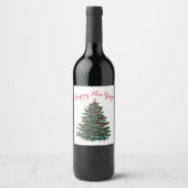 Aangepaste Wijnfles Label Happy New Year Wijn Etiket (Voorkant)