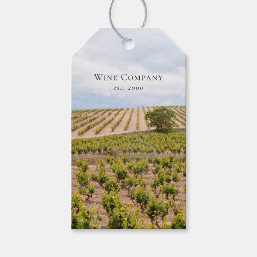 Aangepaste wijngaard landschapsfoto wijnbedrijf cadeaulabel (Voorkant)