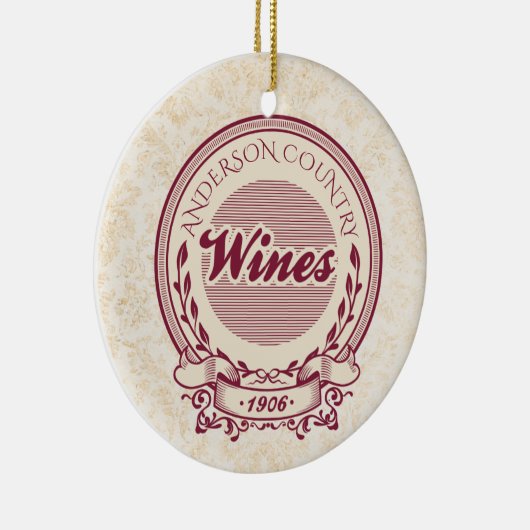 Aangepaste wijngaard naam wijn kerst ornament (Rechts)