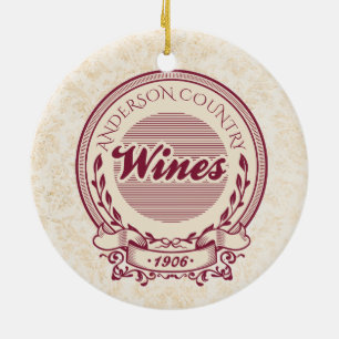 Aangepaste wijngaard naam wijn kerst ornament