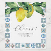 Aangepaste wijnlabels Amalfi Tegel & citroenen Wijn Etiket (Enkel label)