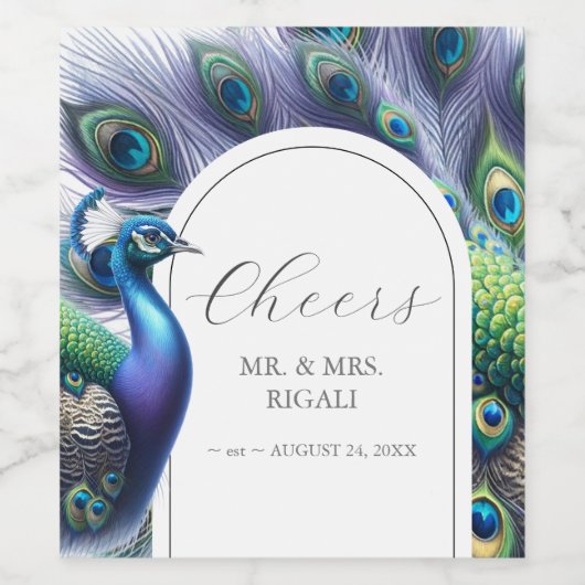 Aangepaste wijnlabels Peacock Wijn Etiket (Enkel label)
