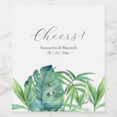 Aangepaste wijnlabels Tropische palmbladeren Wijn Etiket (Enkel label)