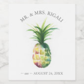 Aangepaste wijnlabels Waterverf ananas Wijn Etiket (Enkel label)
