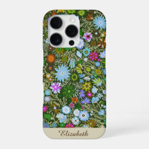Aangepaste Wild Green Field Blooms iPhone 16 Pro Hoesje