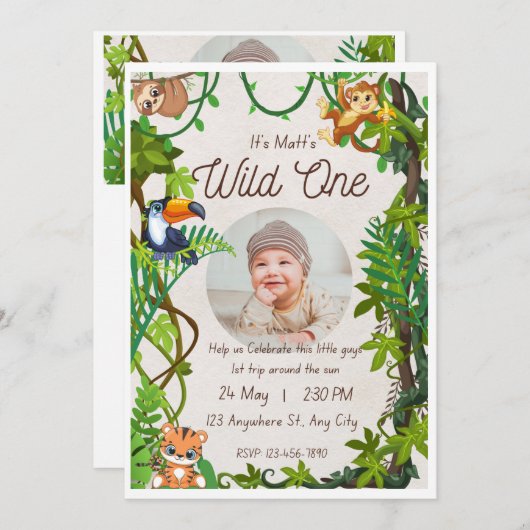 Aangepaste Wild One Dubbelzijdige Fotouitnodiging Aankondiging (Voorkant / Achterkant)