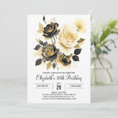 Aangepaste Wildbloemen Goud en Zwart 30e verjaarda Kaart (Staand voorkant)