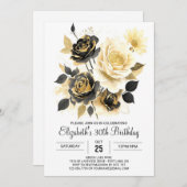 Aangepaste Wildbloemen Goud en Zwart 30e verjaarda Kaart (Voorkant / Achterkant)