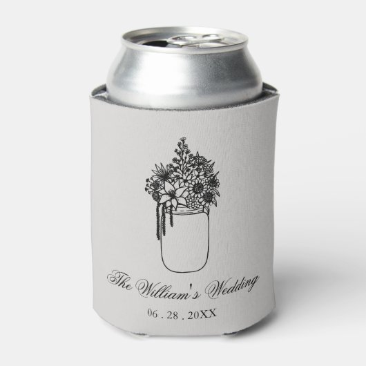 Aangepaste Wilde Bloem Rustieke Bruiloft Blikjeskoeler (Blikje Voorkant)