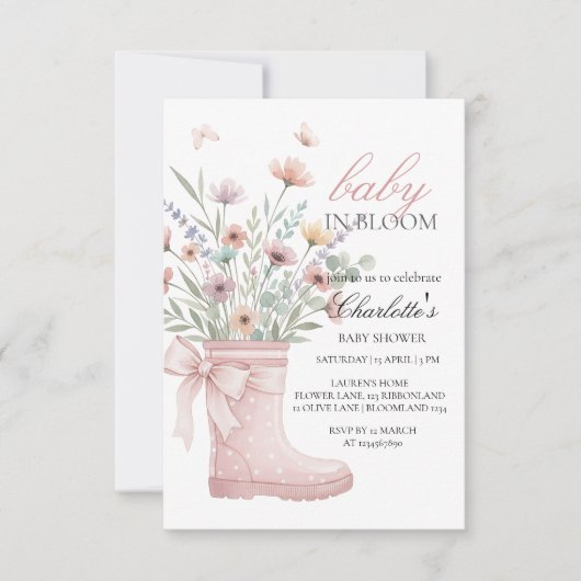 aangepaste wilde bloemen bloemige uitnodigingen sj (Voorkant)