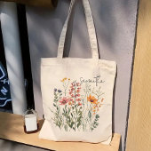 Aangepaste wilde bloemen canvas tas, bruidsmeisje  tote bag
