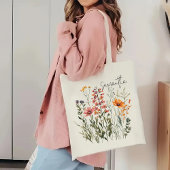 Aangepaste wilde bloemen canvas tas, bruidsmeisje  tote bag