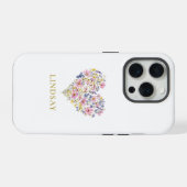 Aangepaste Wilde Bloemen Hart Naam iPhone Hoesje (Achterkant horizontaal)