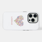 Aangepaste Wilde Bloemen Hart Naam iPhone Hoesje (Achterkant horizontaal)