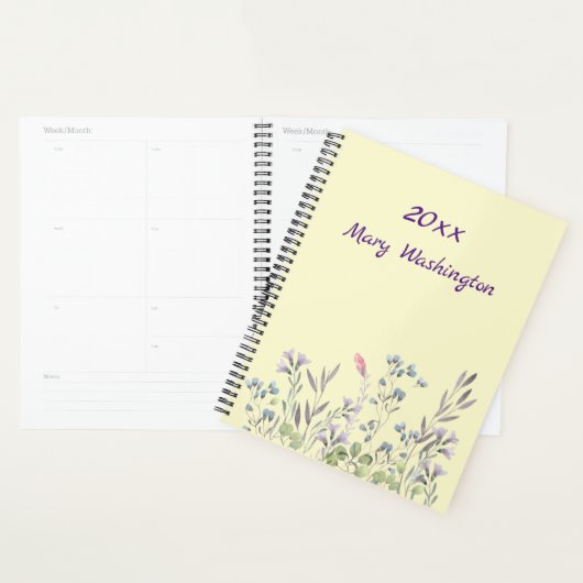 Aangepaste wilde bloemen op Bleek geel met naamjaa Planner (Display)