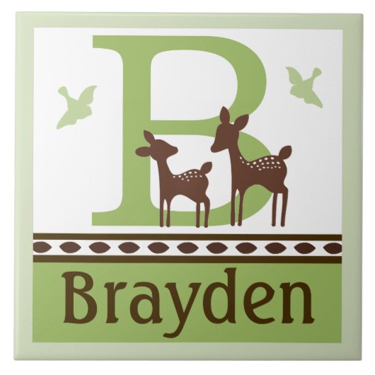 Aangepaste Wilde Deer Letter Name Tile Tegeltje (Voorkant)