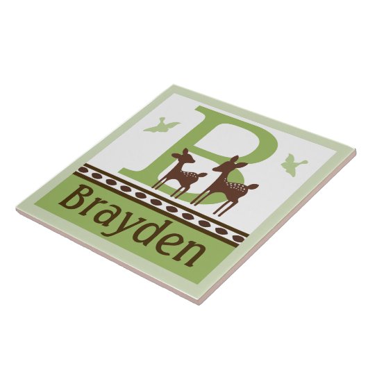 Aangepaste Wilde Deer Letter Name Tile Tegeltje (Zijkant)