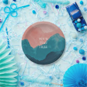 Aangepaste wilde natuur Roze Blauwgroen Blauwe Bir Papieren Bordje (Feest)