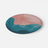 Aangepaste wilde natuur Roze Blauwgroen Blauwe Bir Papieren Bordje (Gekanteld)