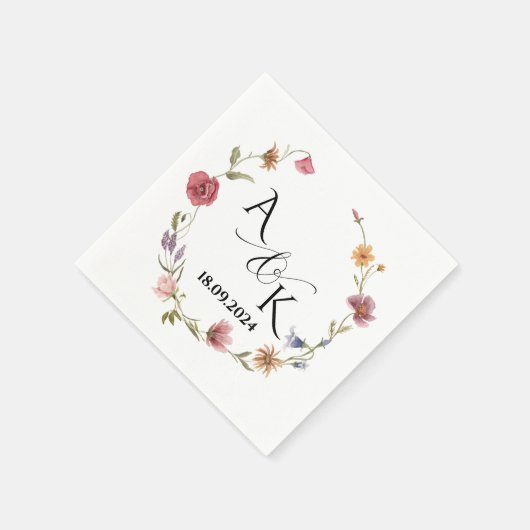 Aangepaste Wildflower bruiloft servetten gepersona (Hoek)