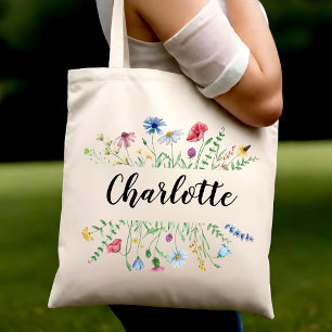 Aangepaste Wildflower Esthetische Verjaardag Geper Tote Bag