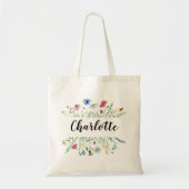 Aangepaste Wildflower Esthetische Verjaardag Geper Tote Bag (Voorkant)