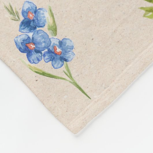 Aangepaste Wildflower Floral Script Naam Fleece Deken (Hoek)