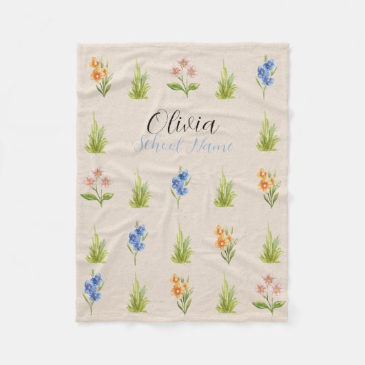 Aangepaste Wildflower Floral Script Naam Fleece Deken (Voorkant)