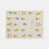 Aangepaste Wildflower Floral Script Naam Fleece Deken (Voorkant (Horizontaal))