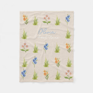 Aangepaste Wildflower Floral Script Naam Fleece Deken