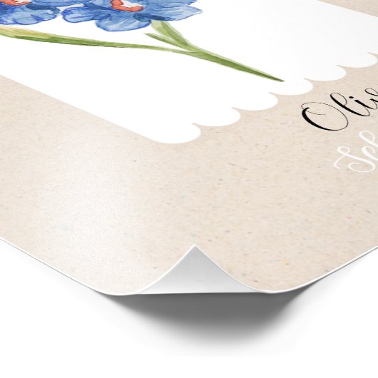 Aangepaste Wildflower Floral Script Naam Foto Afdruk (Hoek)