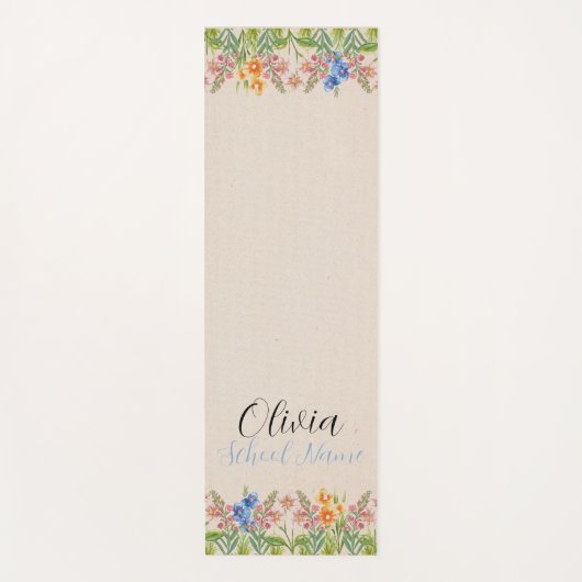 Aangepaste Wildflower Floral Script Naam Yogamat (Voorkant)
