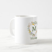 Aangepaste Wildflower Garden Charm Monogram/Naam Koffiemok (Voorkant links)